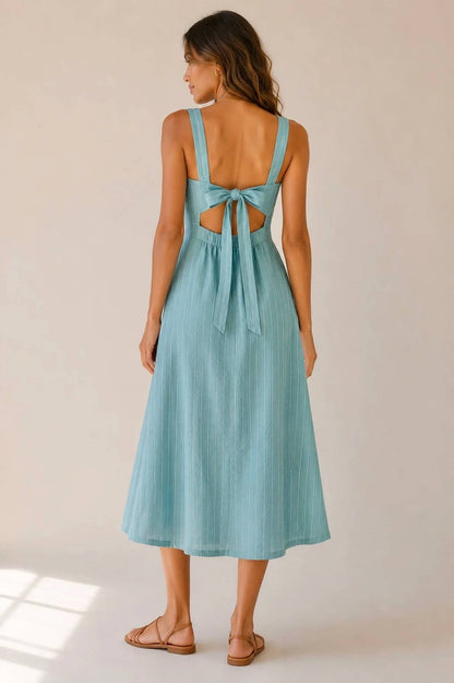 Lurex Striped Linen Dress