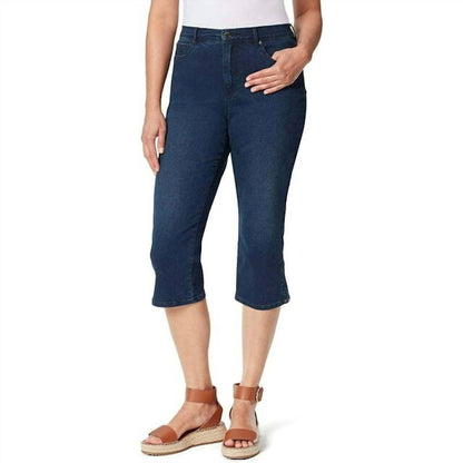 Zippered Pocketed Vented Hem Capri Jeans
