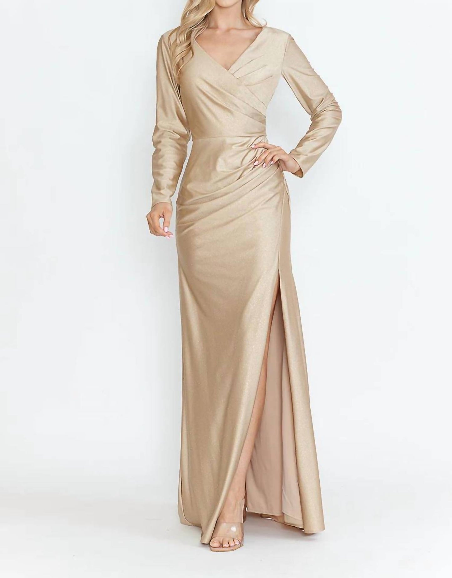 V-neck Fitted Mother Of The Bride Formal Gown