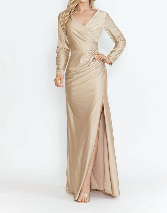 V-neck Fitted Mother Of The Bride Formal Gown