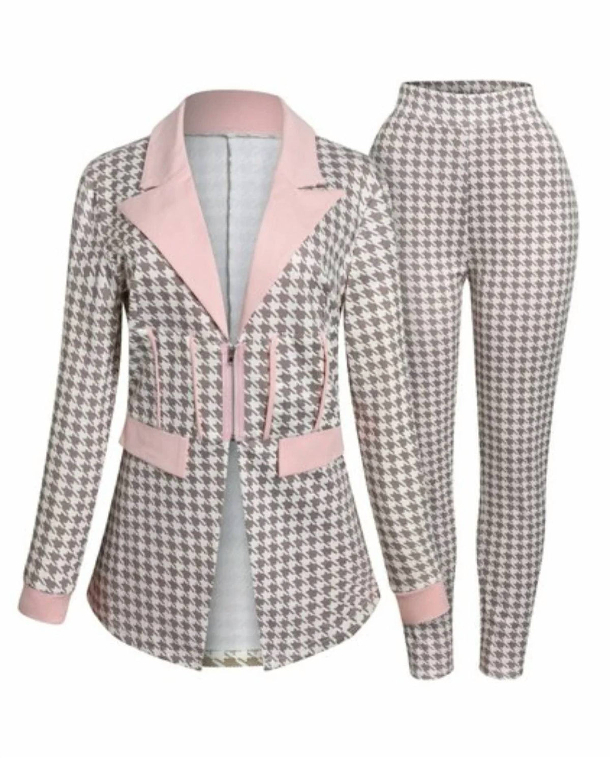 Lovely Women's Tootie Two piece pants suit in Grey And Pink - view 3