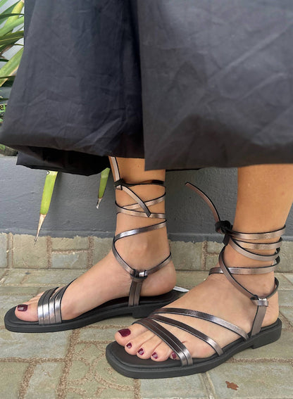 Women's Leather Gladiator Flat Sandal