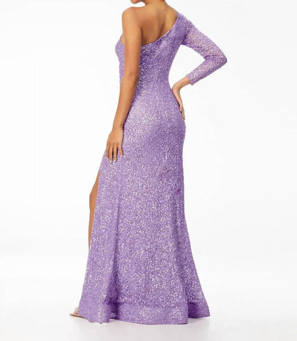 ASHLEYlauren - One Shoulder Sleeve Prom Dress - Rack Hunt