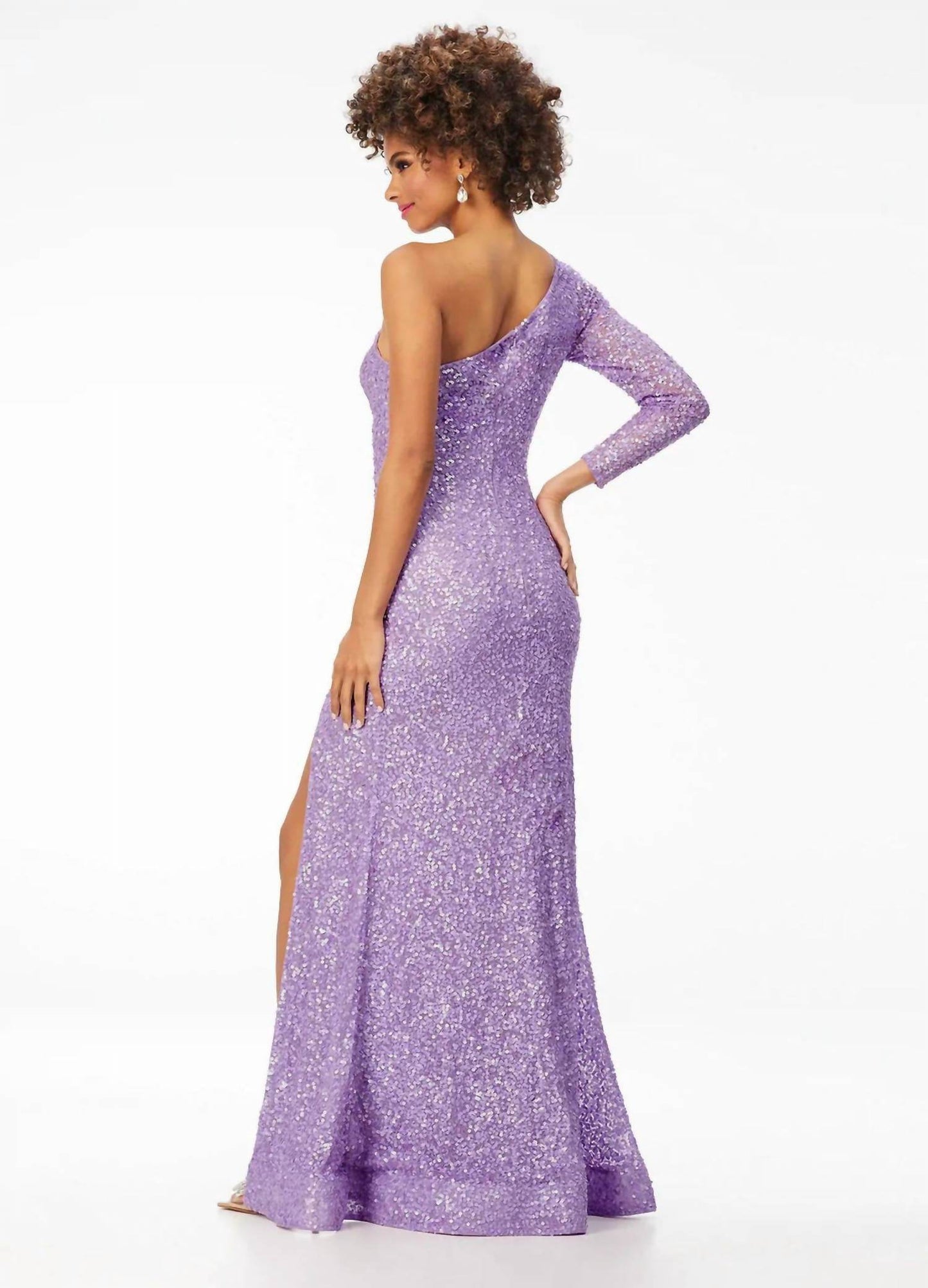 ASHLEYlauren - One Shoulder Sleeve Prom Dress - Rack Hunt