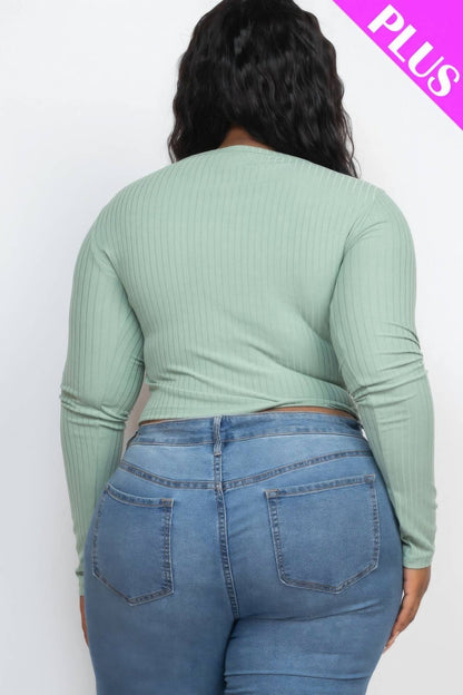 Button Up Cropped Top - Plus