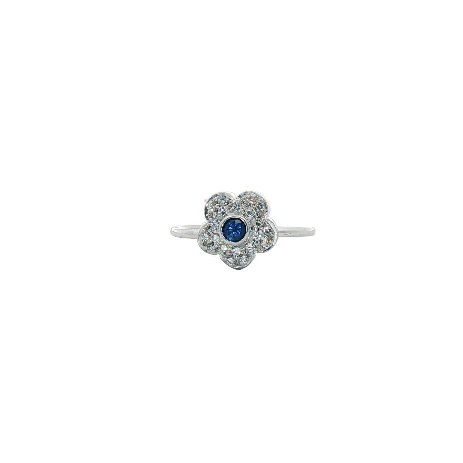 Normani - Women's Diamond And Sapphire Flower Ring - Rack Hunt -