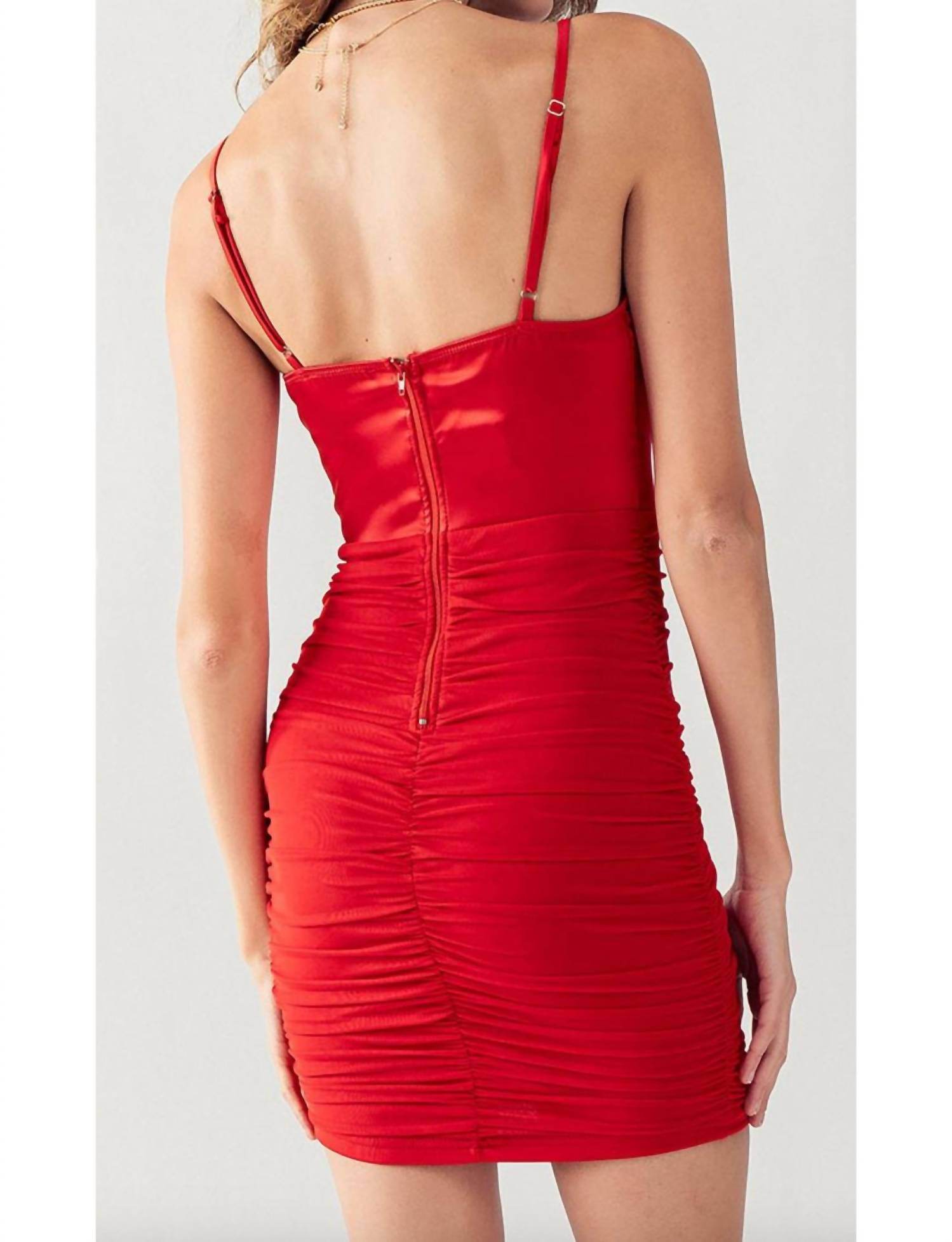 Cason Couture - The Ruby Satin Bustier Bodycon Mini Dres - Rack Hunt