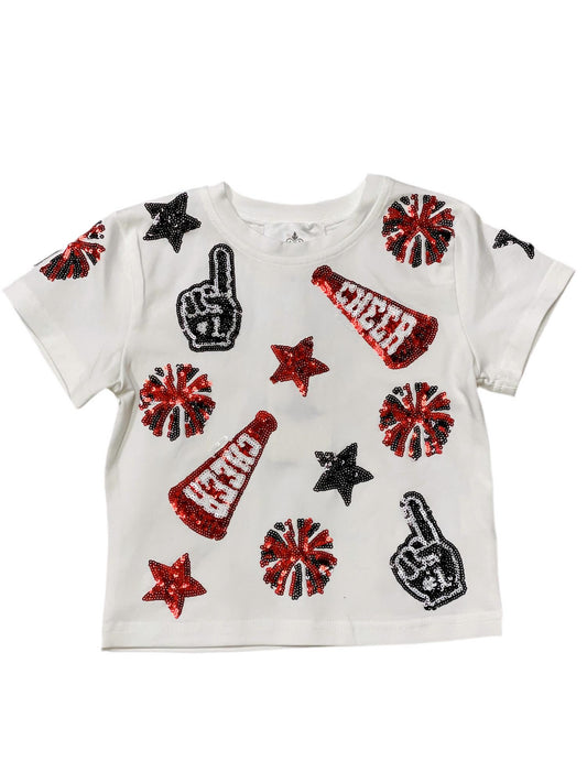 Girls Sequin Gameday Cheer Tee