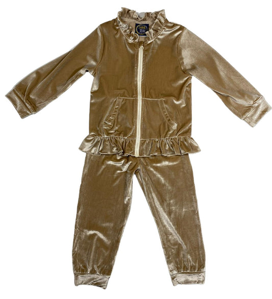 Toddler Girl's Velvet Tracksuit