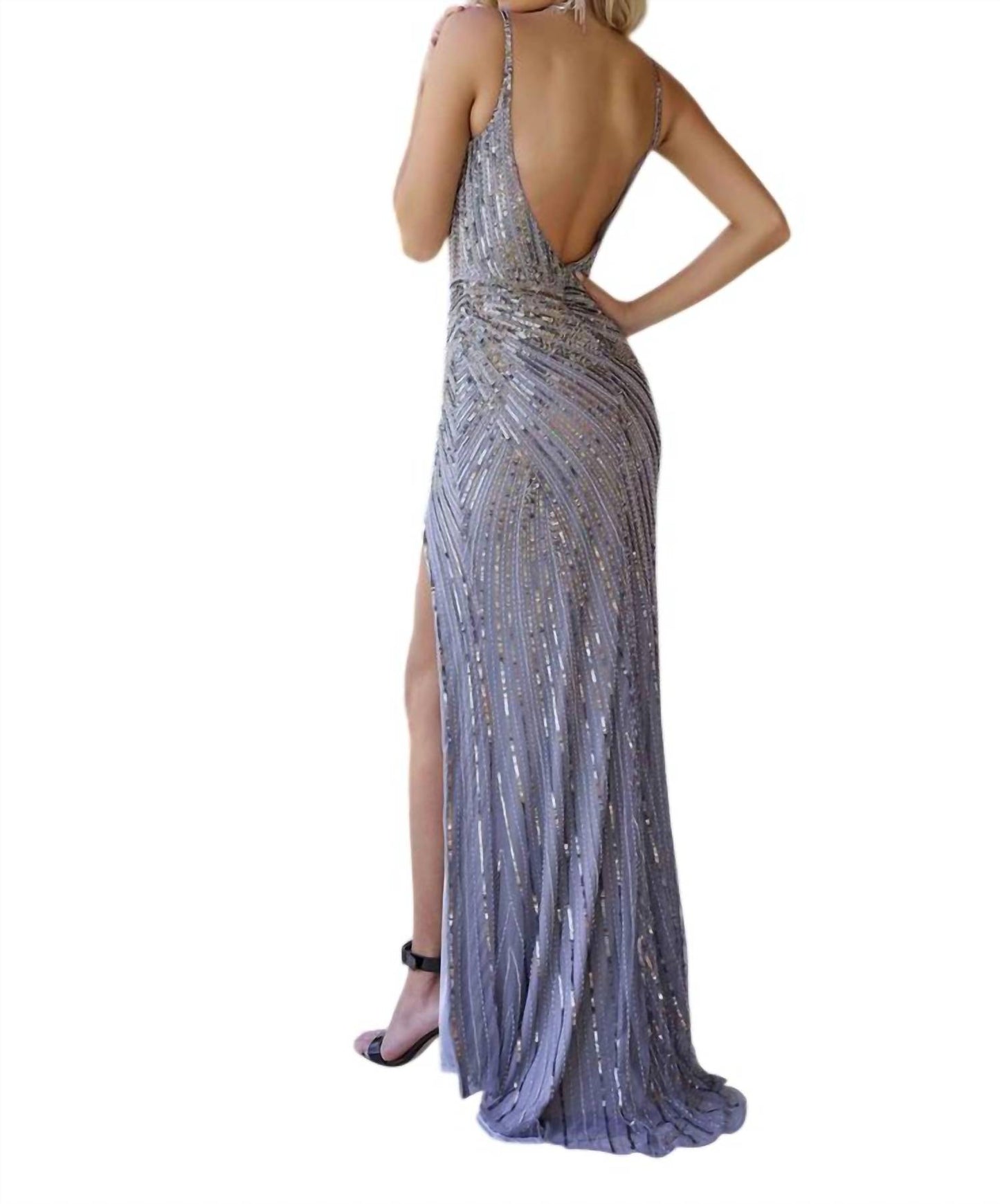 Sleeveless Floor-length Sequin Evening Gown