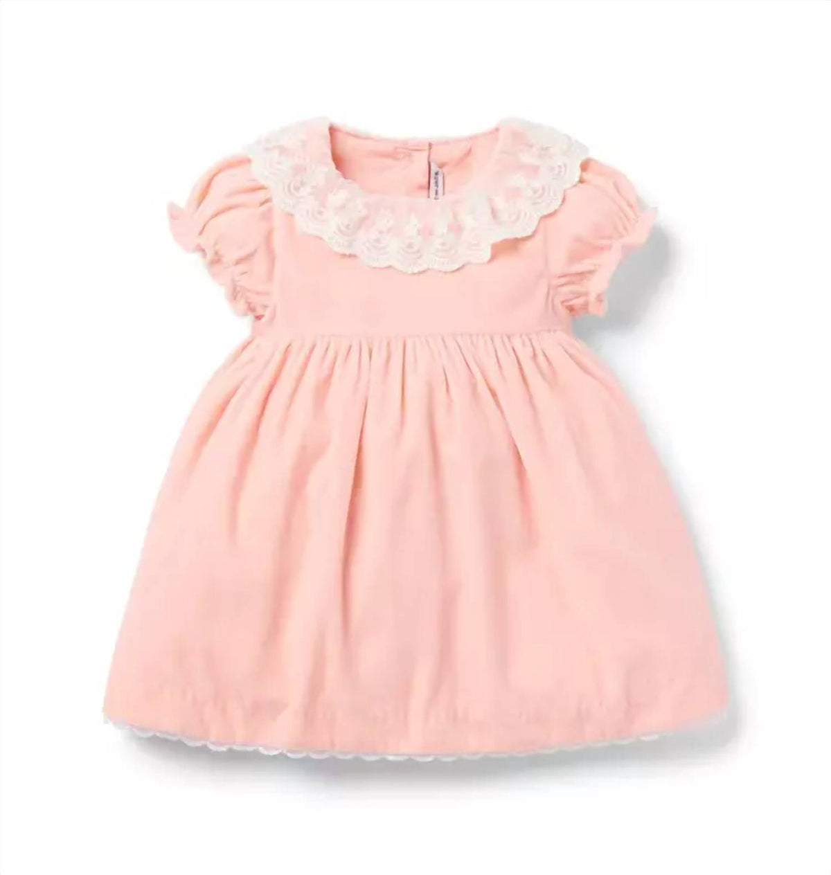 Girl's Velvet Lace Collar Short Sleeve Dress
