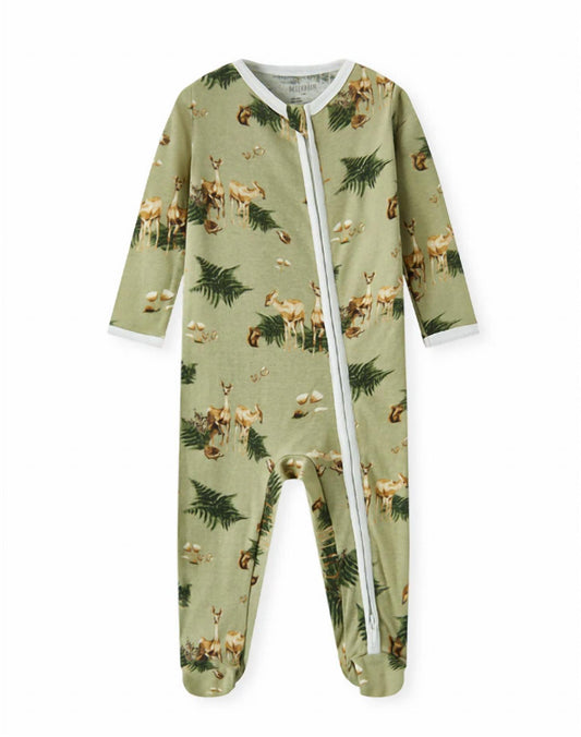 Kid's Forest Party Organic Cotton Zipper Footed Romper