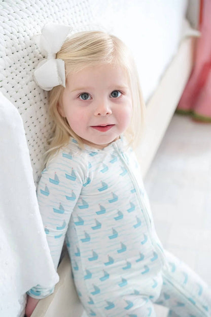 Kids Sail Boats Bamboo Zip Sleep Romper