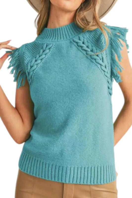 PinkBlush - Cable Fringe Sweater - Rack Hunt