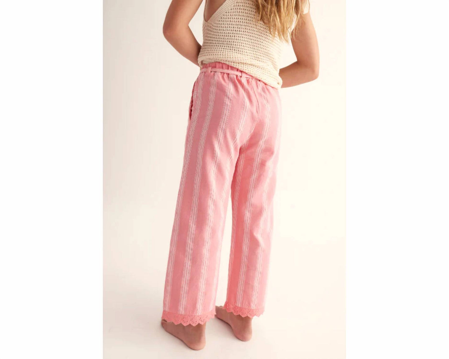 Girl's Jacquard Crop Top And Ruffle Pants Set