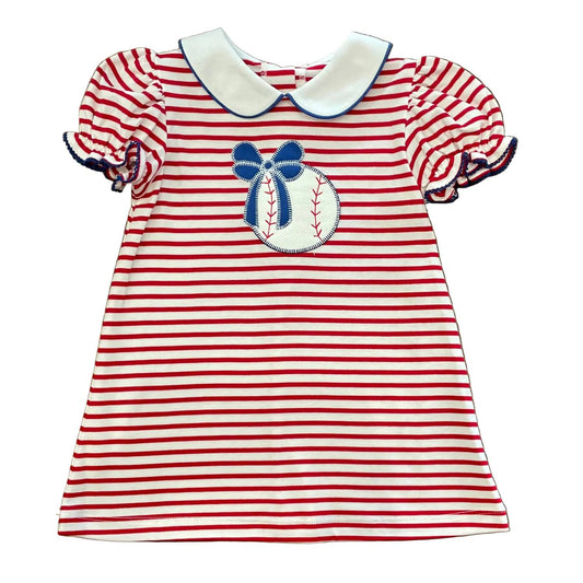 Girl's Baseball Applique Knit Louisa Dress