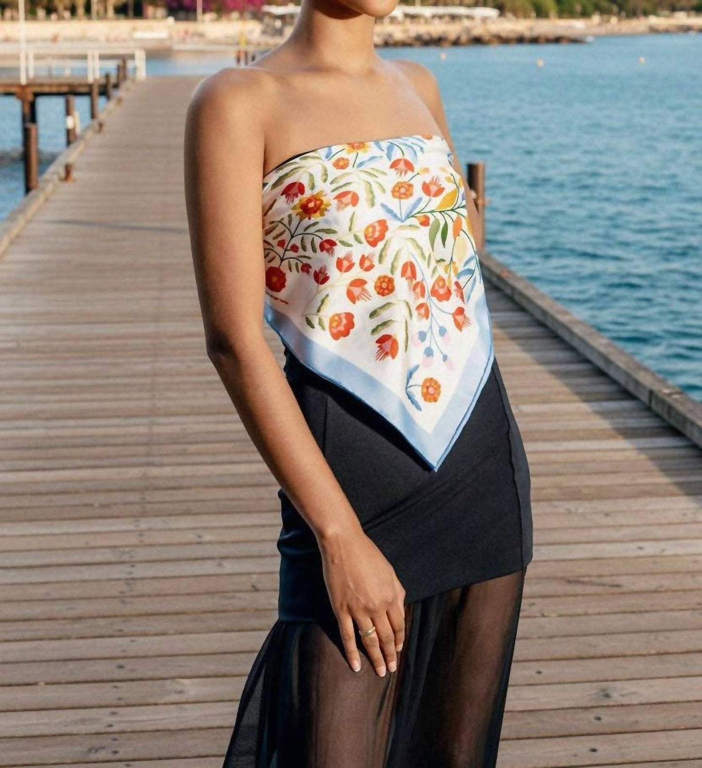 Women's Porcelain Jardin Double Sided Silk Scarf