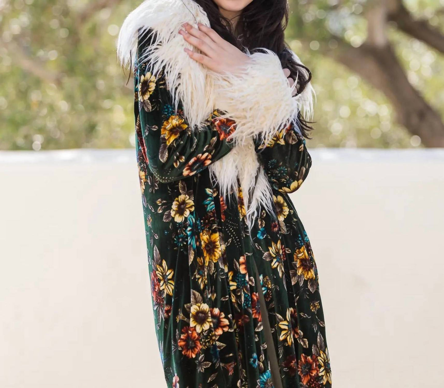 Penny Pine Blossom Faux Fur Jacket