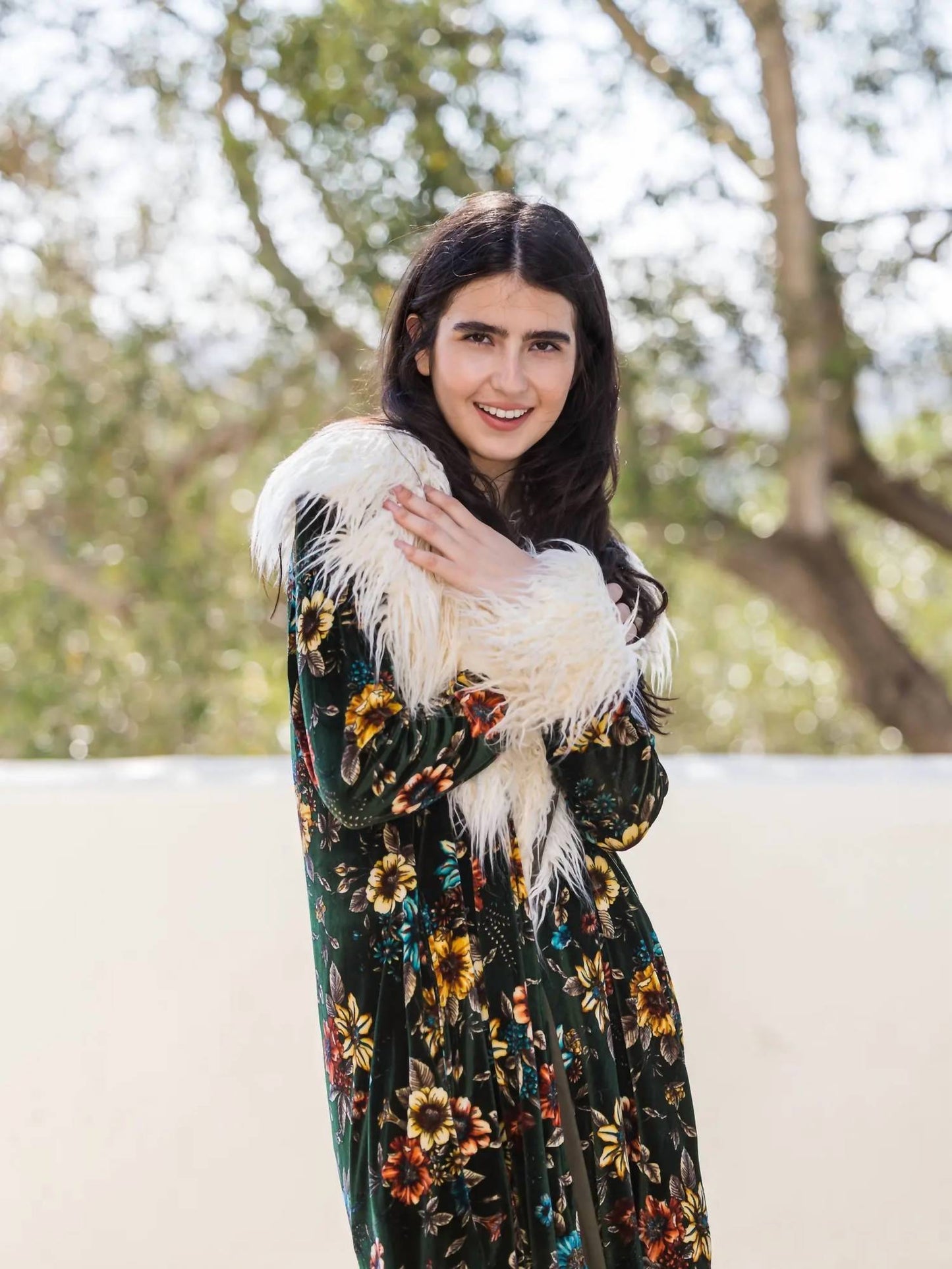 Penny Pine Blossom Faux Fur Jacket