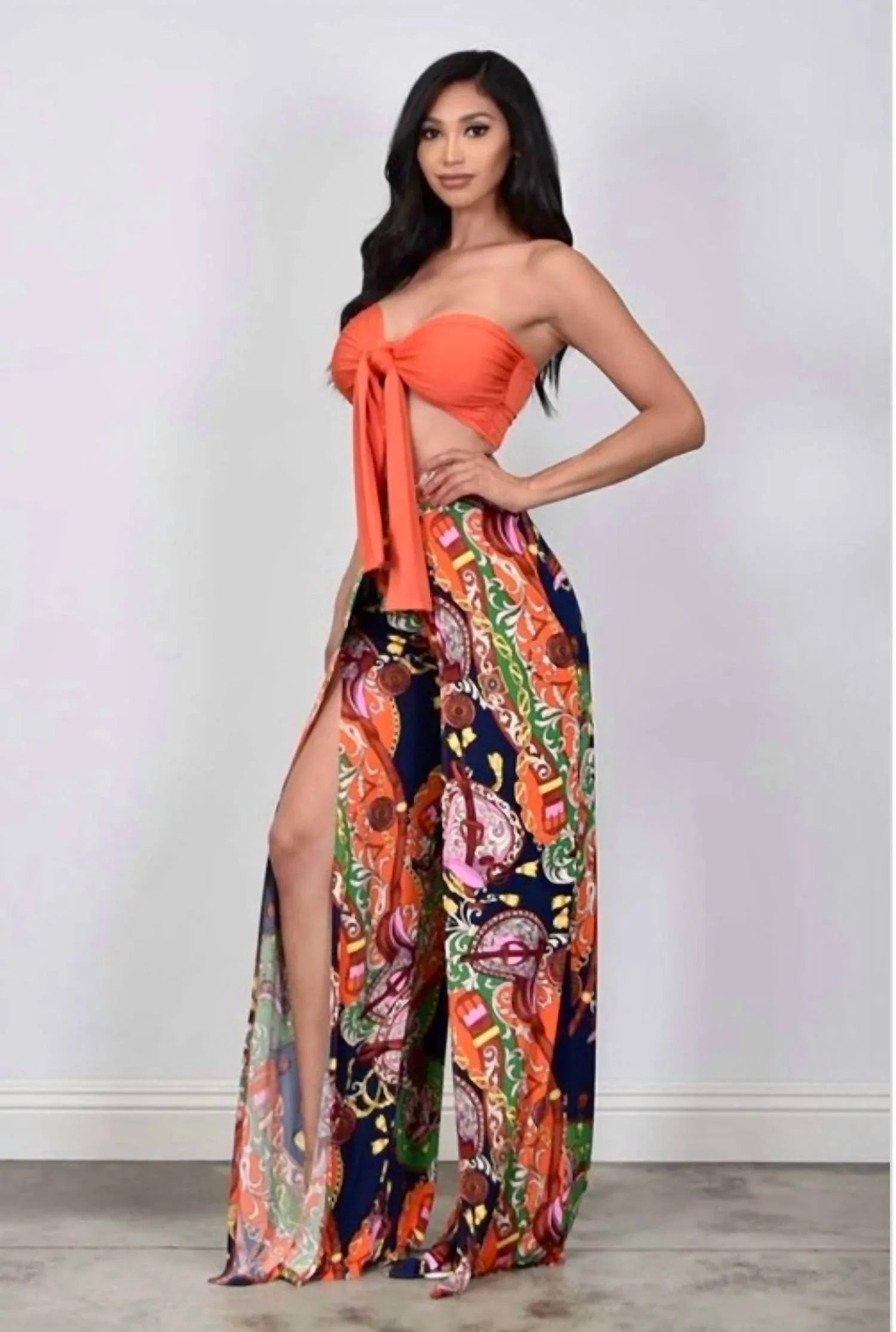 Little Secret Of Mine - Women's Palazzo Pants With Crop Top Set - Rack Hunt