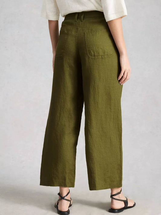 Tia Linen Wide Leg Crop Trousers