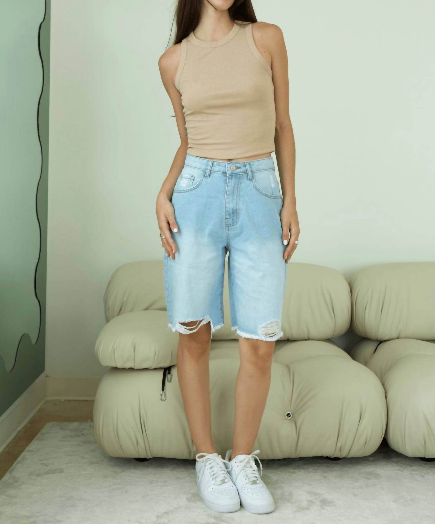 Hustle N Holla - Zuri Distressed Jorts - Rack Hunt -