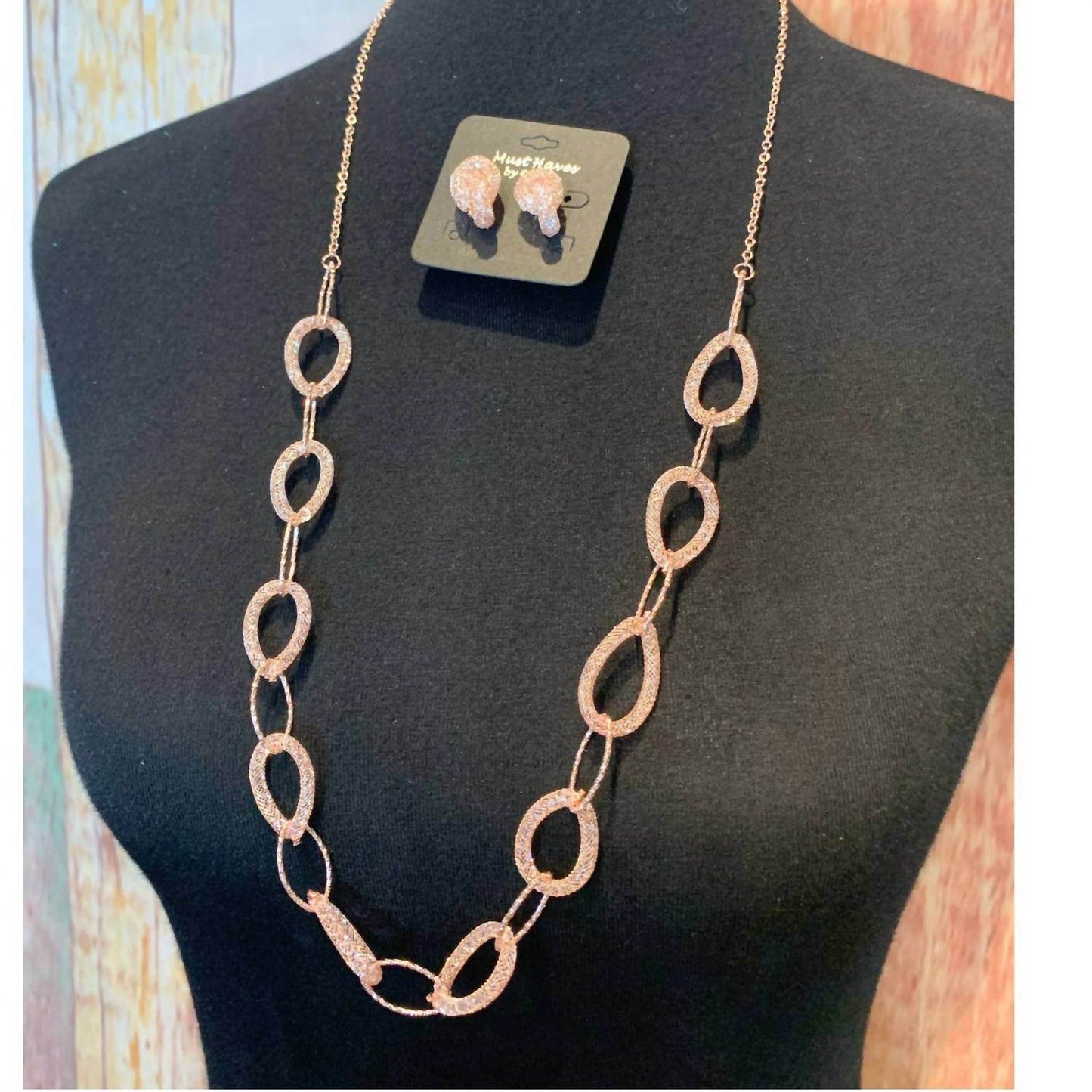 Must Haves by Paula - Chain Link Earrings and Necklace Wedding Jewelry Set - Rack Hunt -