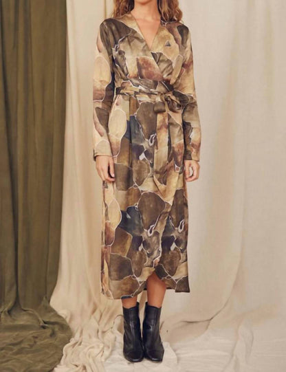 Printed Midi Wrap Dress