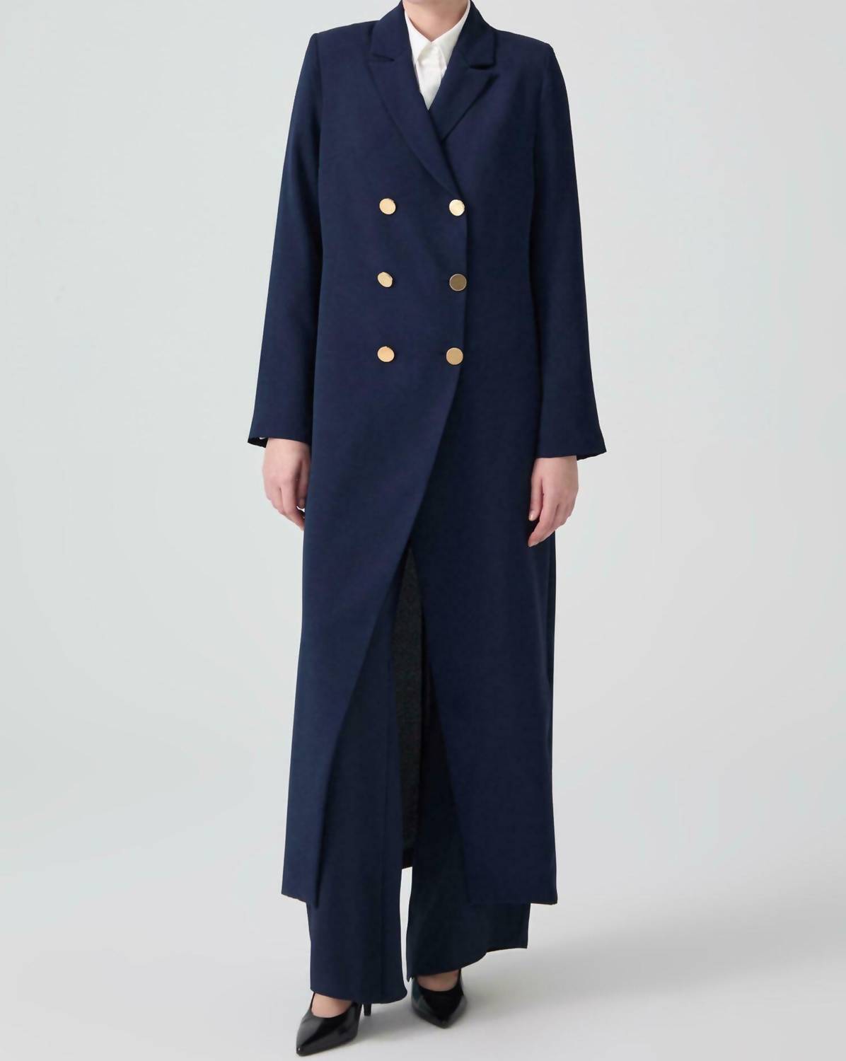 Long Crepe Trench Coat