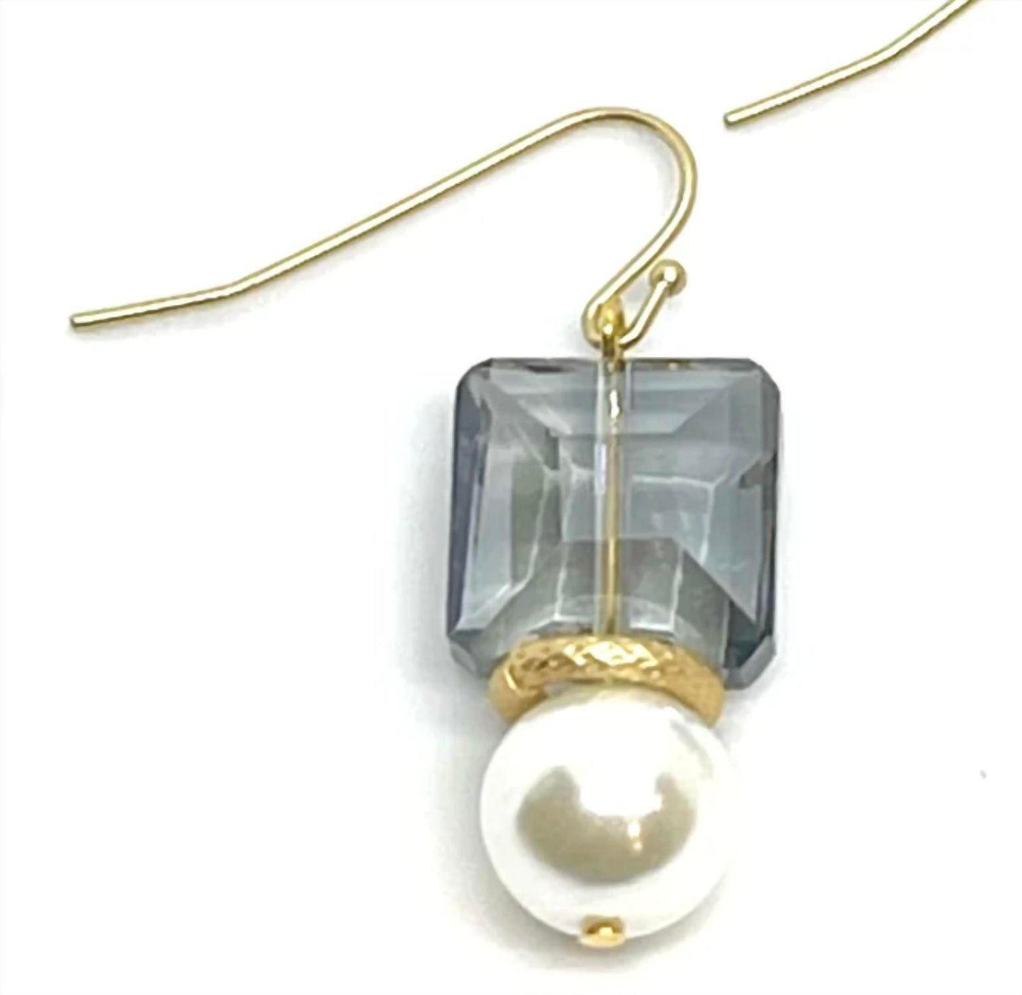 Women's Square Crystal & Glass Pearl Matte Earrings