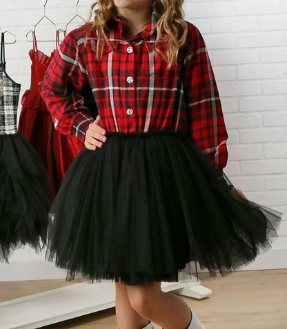 Ooh! La, La! Couture - Girls Plaid Button Down & Tulle Dress - Rack Hunt