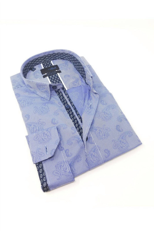 Paisley Jacquard Long Sleeve Button Down Shirt