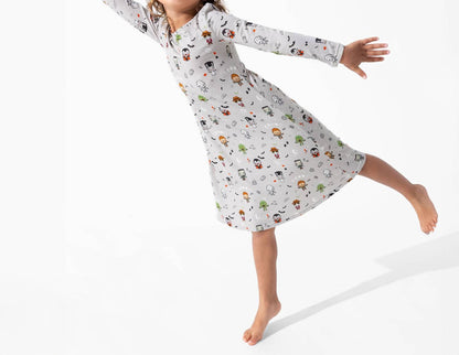 Little Monsters Bamboo Long Sleeve Dress