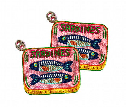 Women's Beaded Sardines Fish In Tin Can Coin Pouch