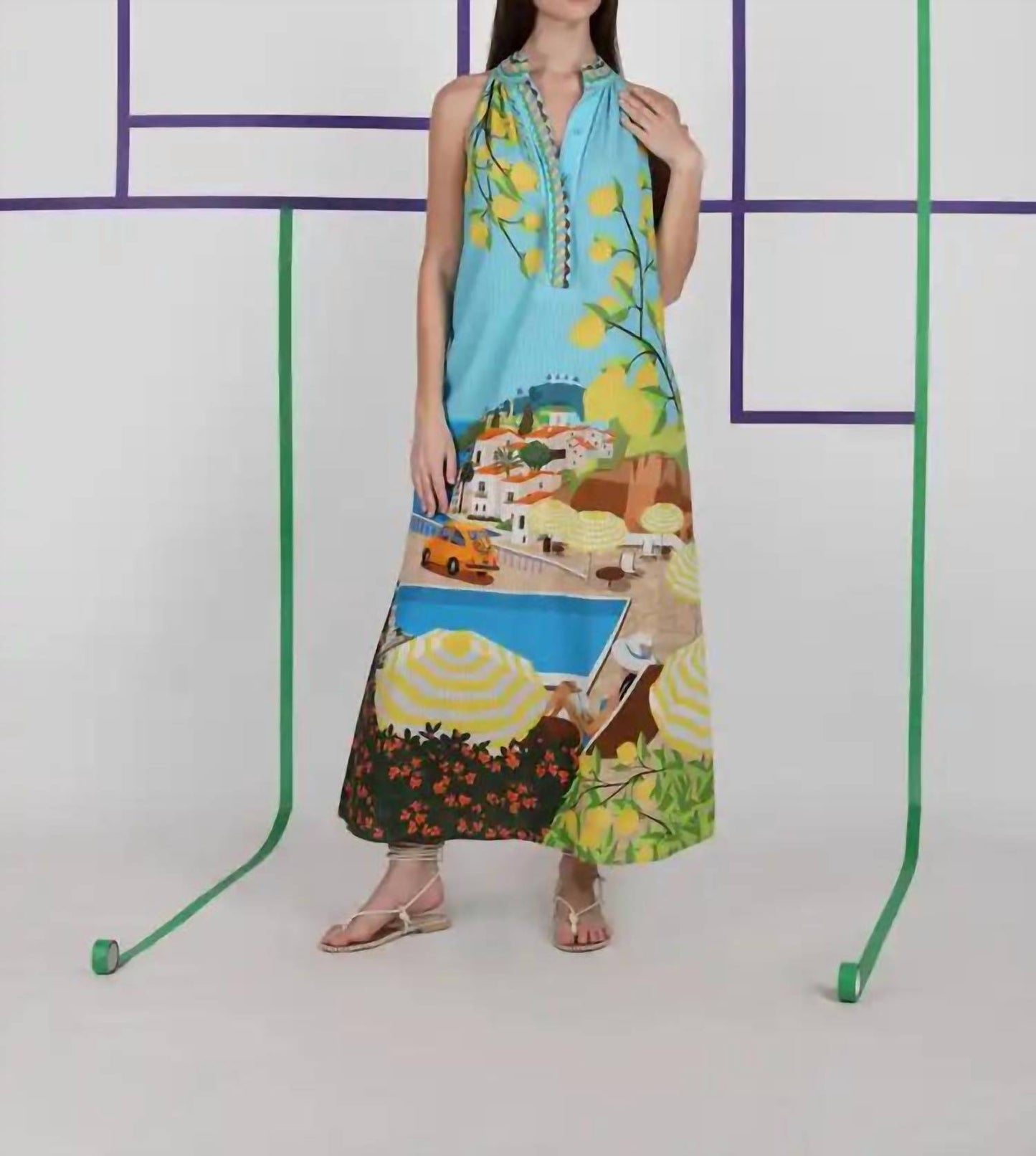 Livana Beach Scene Midi Dress