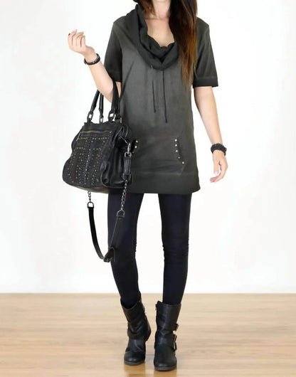 Tough Luv - Cotton Short Sleeve Cowl Neck Tunic Top - Rack Hunt