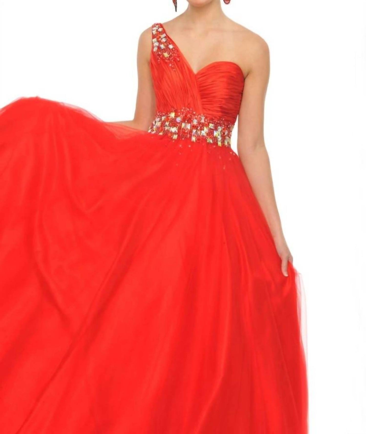 Precious Formals - Jeweled One Shoulder Ball Gown - Rack Hunt -