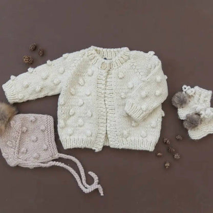 Kid's Popcorn Knit Cardigan Sweater