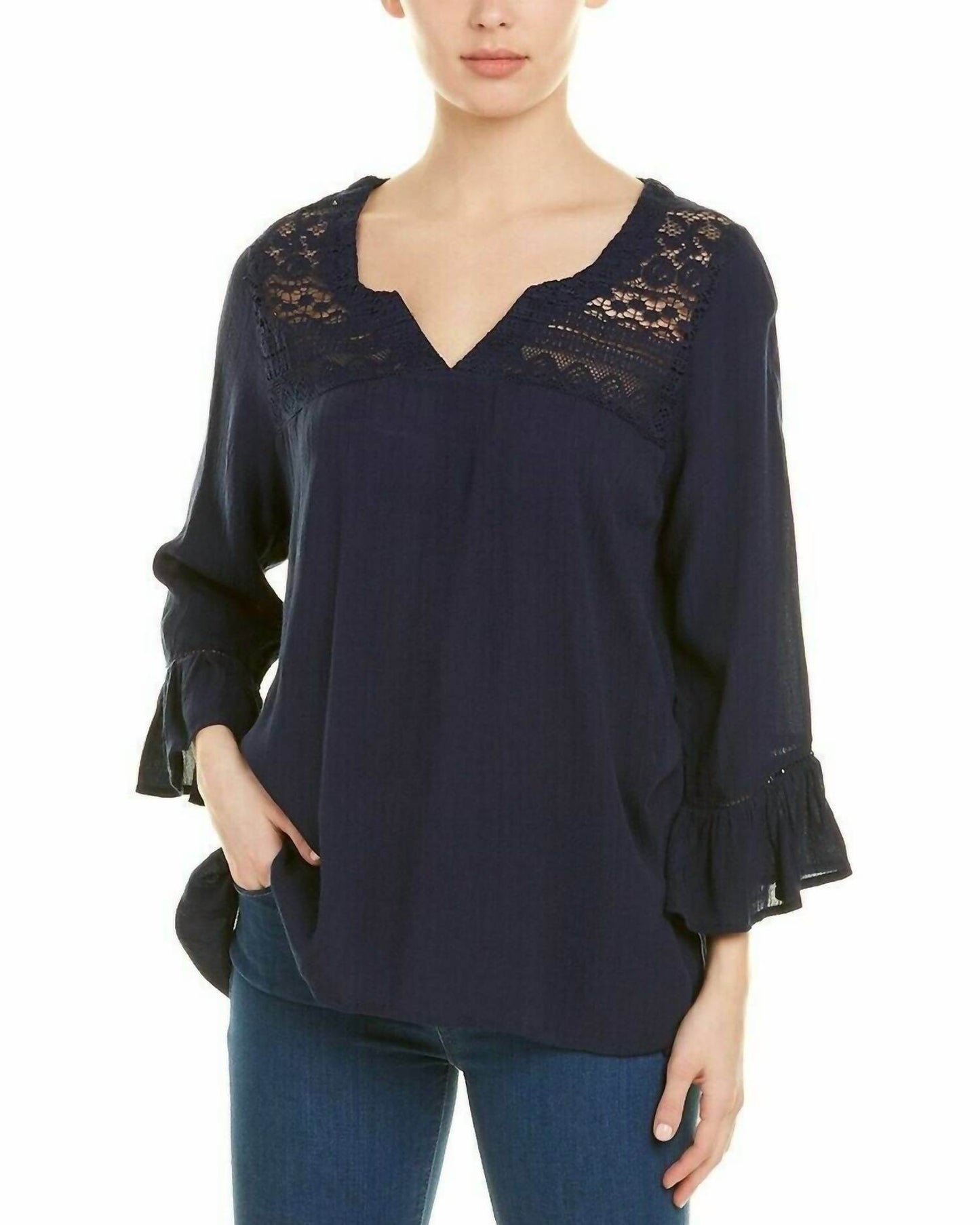 Jennifer & Grace - Boho Blouse Top Lace Front and Back Blouse - Rack Hunt