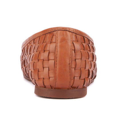 Women's Leather Woven Ballet Flat
