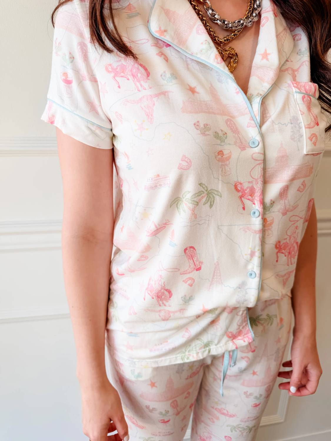 Pastel Texas Crop Pajama Set