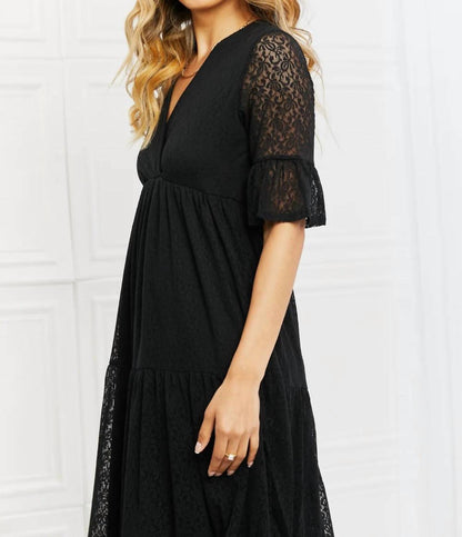 Lovely Lace Tiered Midi Dress