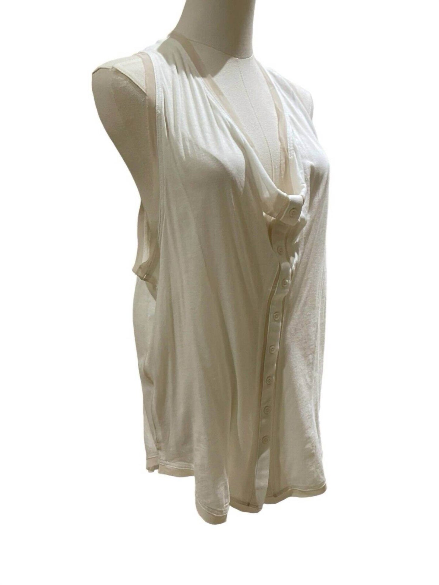 MM Couture - Women's Cotton Oversized Slouch Chiffon Trim Tank Top - Rack Hunt -