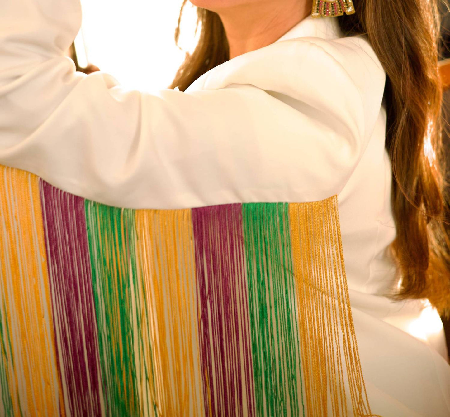 Women's Mardi Party Fringe Jacket Earrings