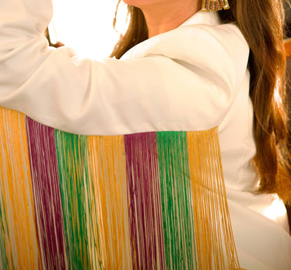 Women's Mardi Party Fringe Jacket Earrings