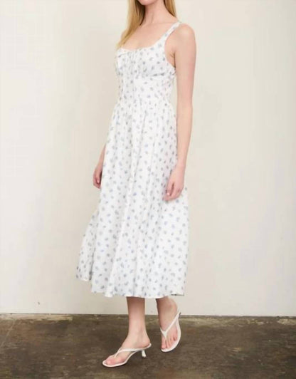 Floral Sleeveless Front Tie Corset Midi Dress