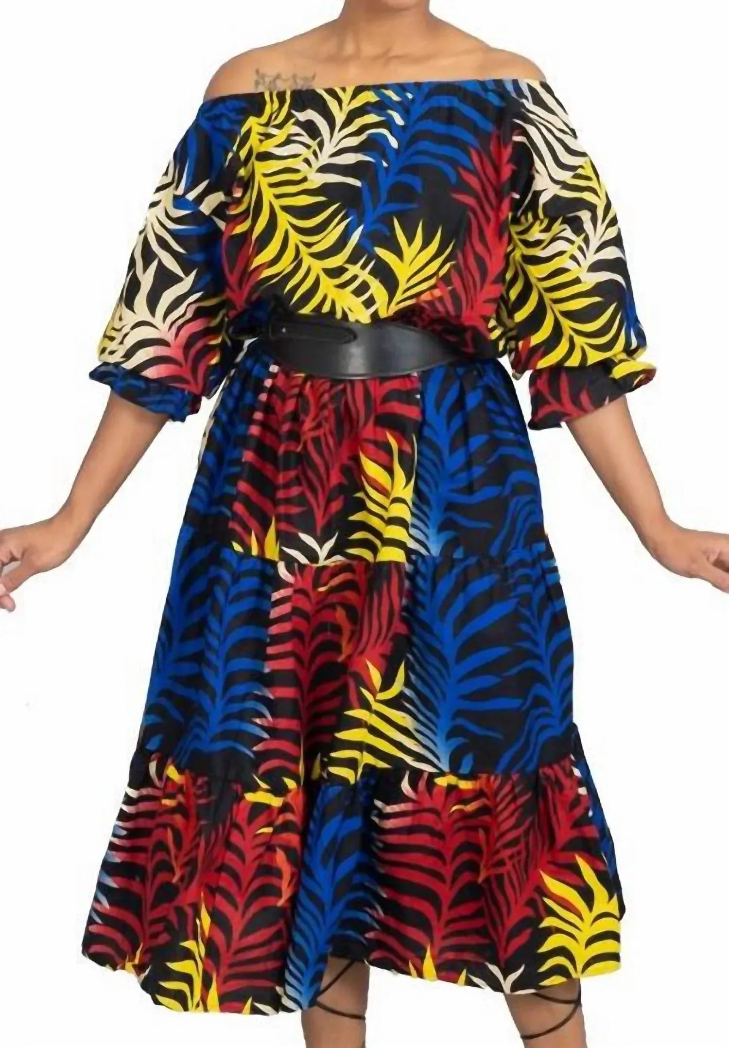 Kara Chic - Pattern Off-shoulder Dress - Rack Hunt