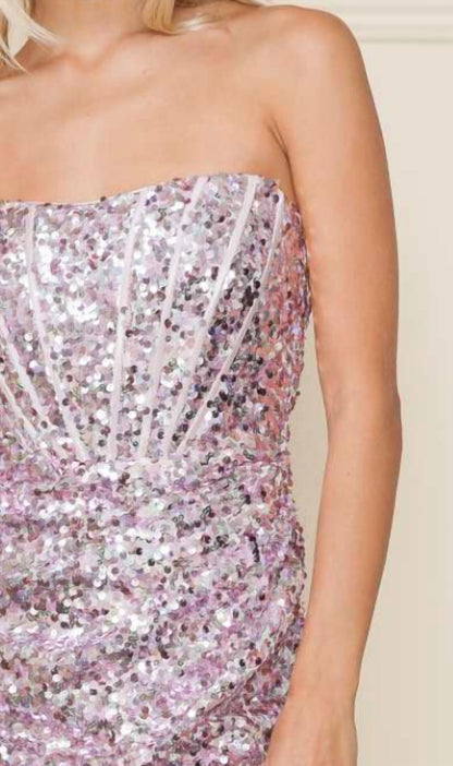 Fitted Short Corset Sequin Dress