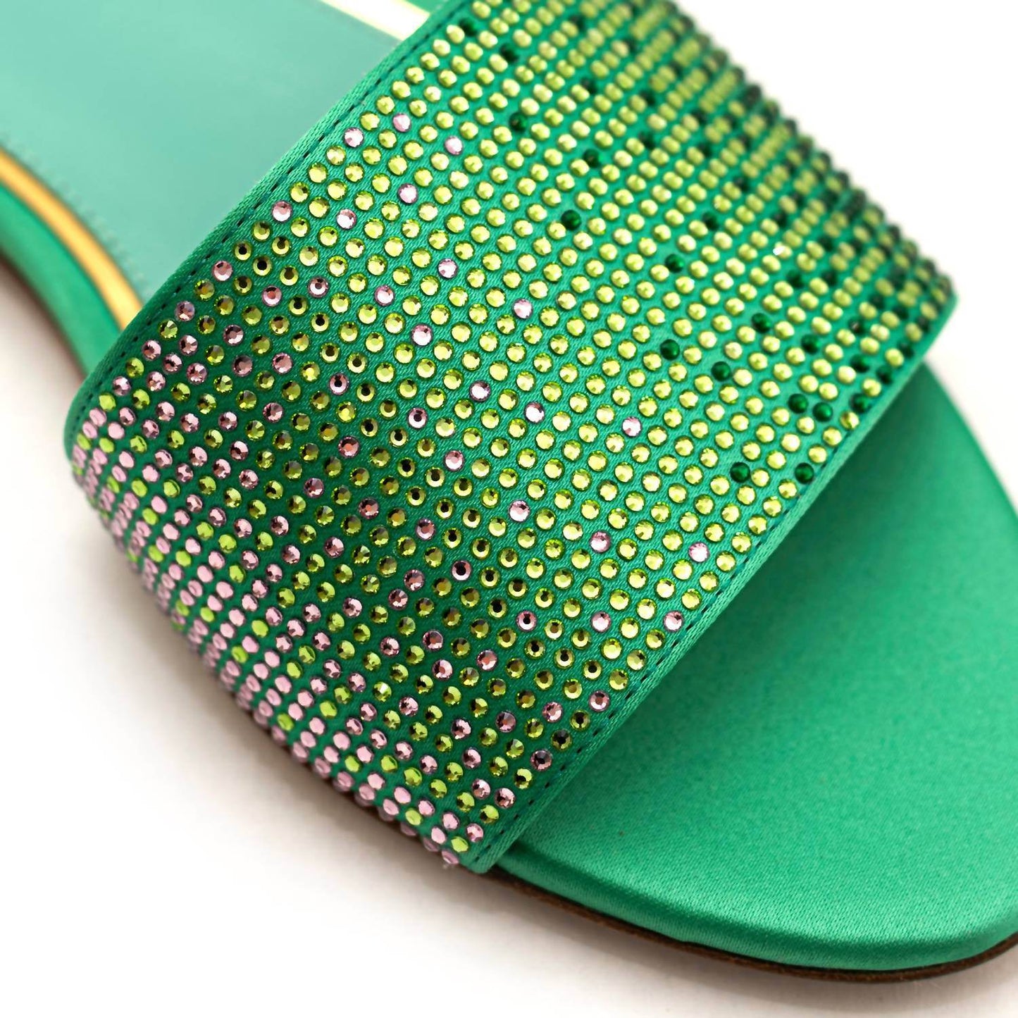 Gedebe - Women's Satin Rhinestone Embellished Flats - Rack Hunt -