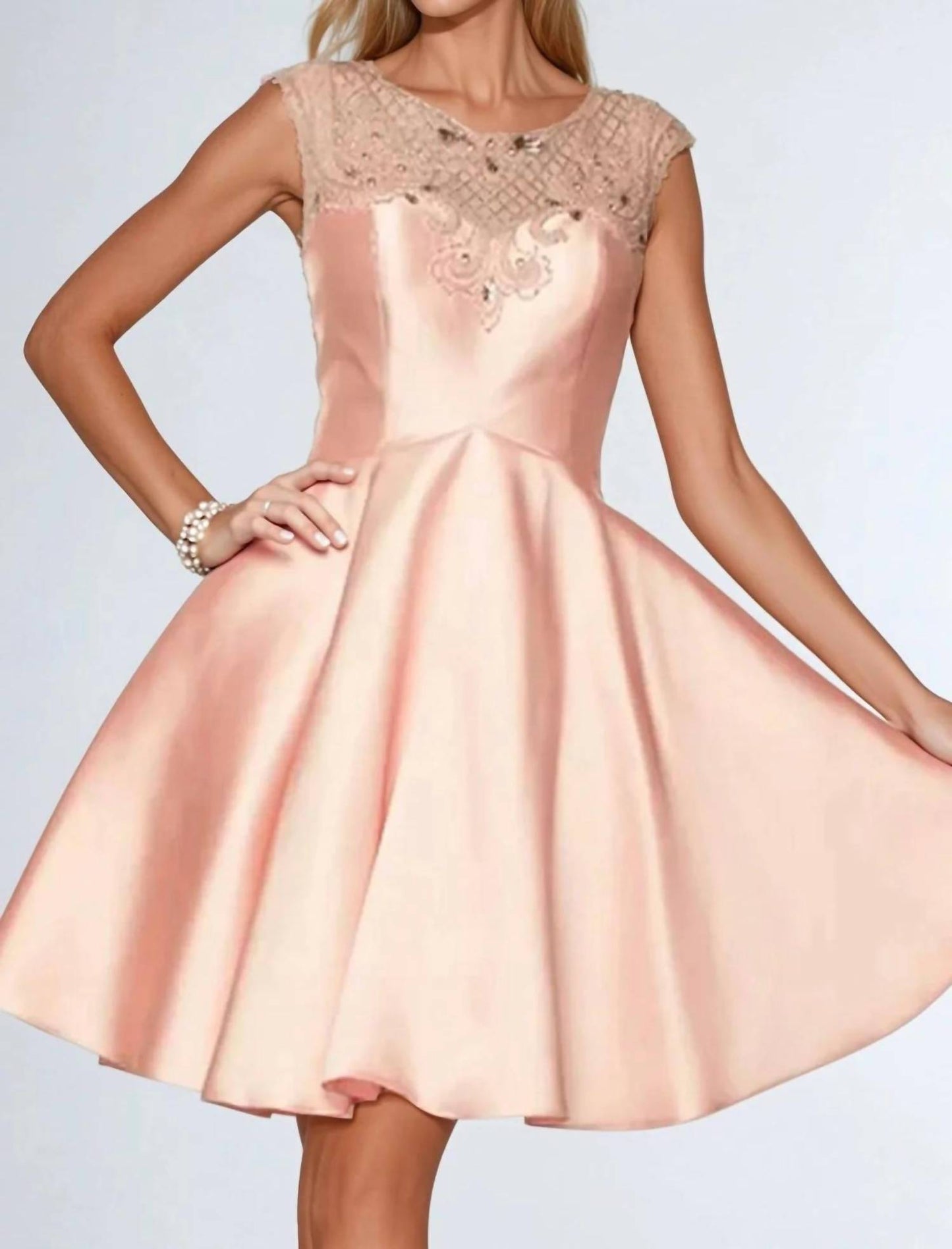 Jewel Illusion Neck Short Prom Dress
